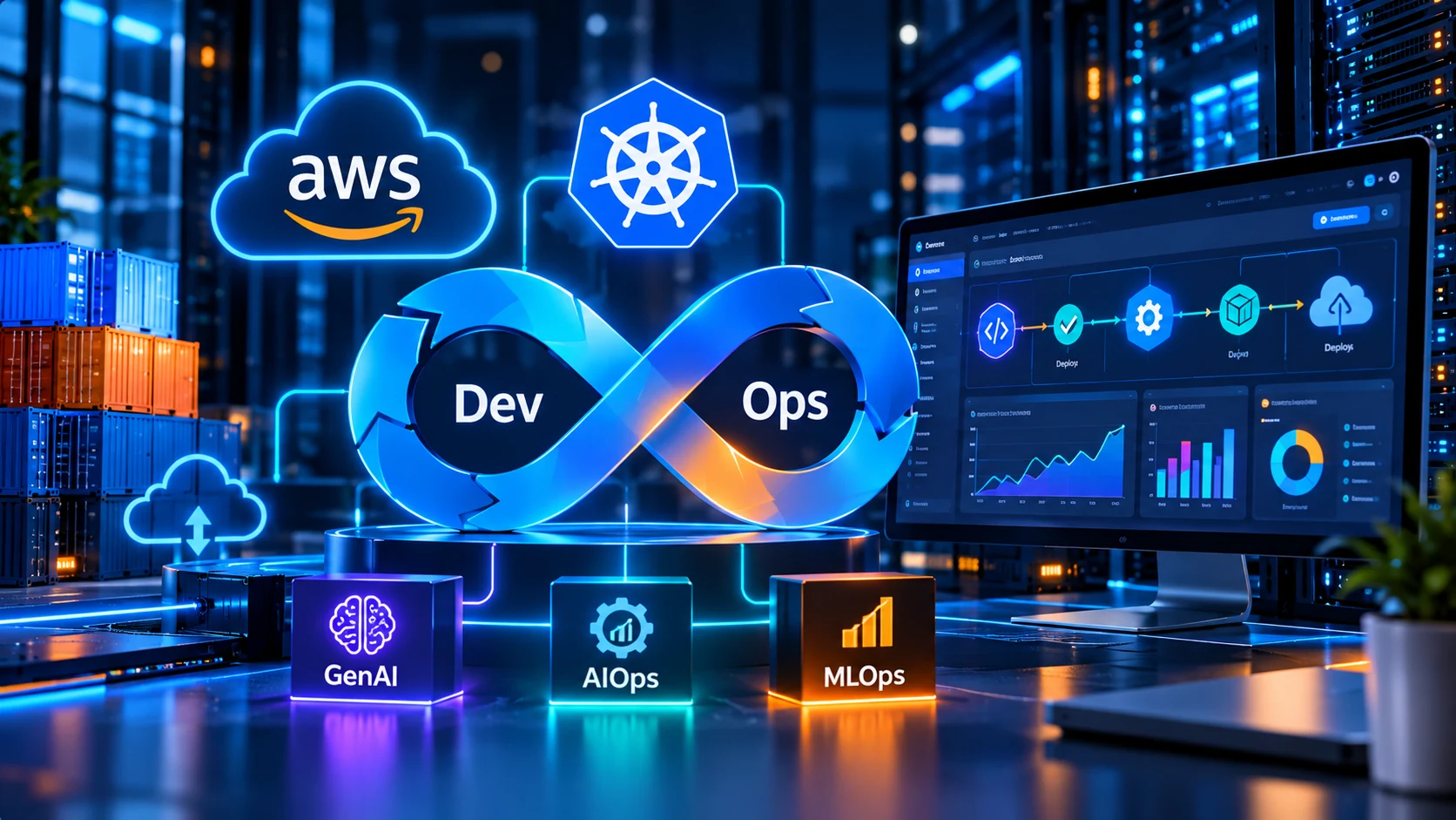 DevOps + AWS + Kubernetes + GenAI + AIOps + MLOps course cover